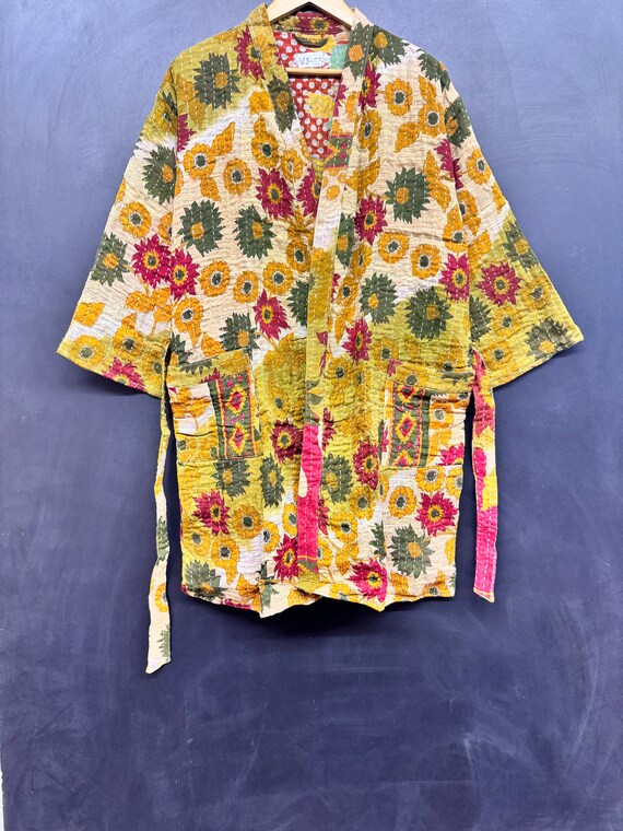 Vintage Kantha Jacket, Indian Handmade Kantha Qui… - image 2