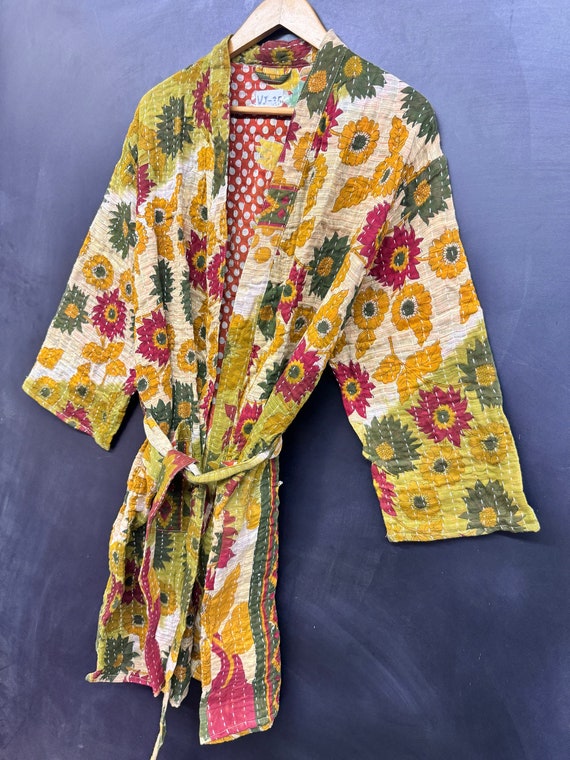 Vintage Kantha Jacket, Indian Handmade Kantha Qui… - image 1