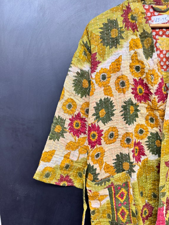 Vintage Kantha Jacket, Indian Handmade Kantha Qui… - image 4
