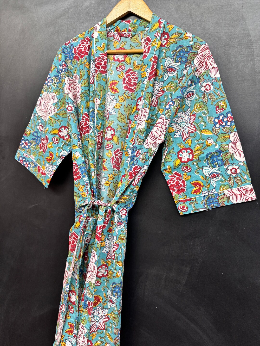 Block Print Bridesmaid Robe, Summer Nightwear, Cotton Kimono Robe ...