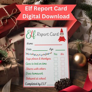 Tarjeta de calificaciones Elf IMPRIMIBLE - Descarga digital instantánea -