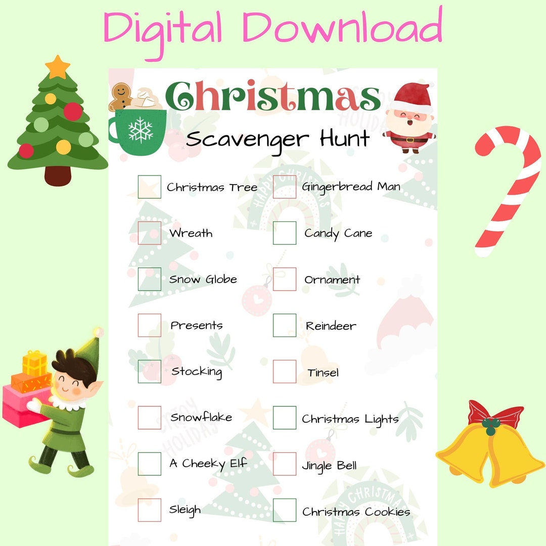 PRINTABLE Christmas Scavenger Hunt Instant Digital Download Etsy