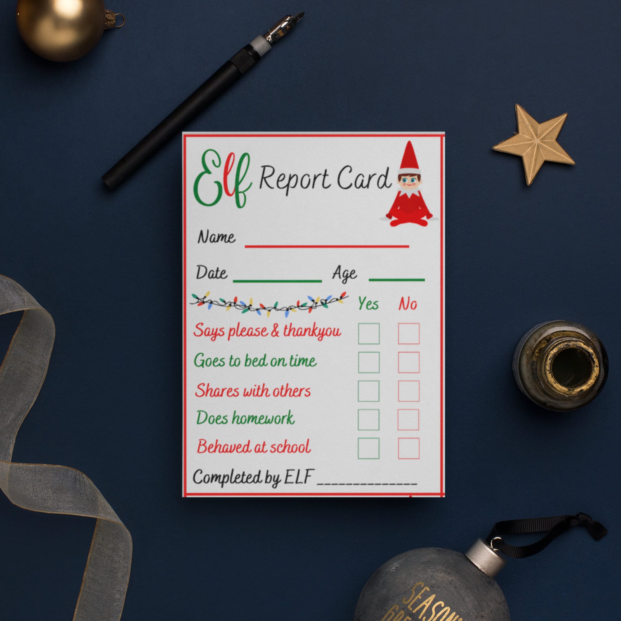 PRINTABLE Elf Report Card Instant Digital Download - Etsy