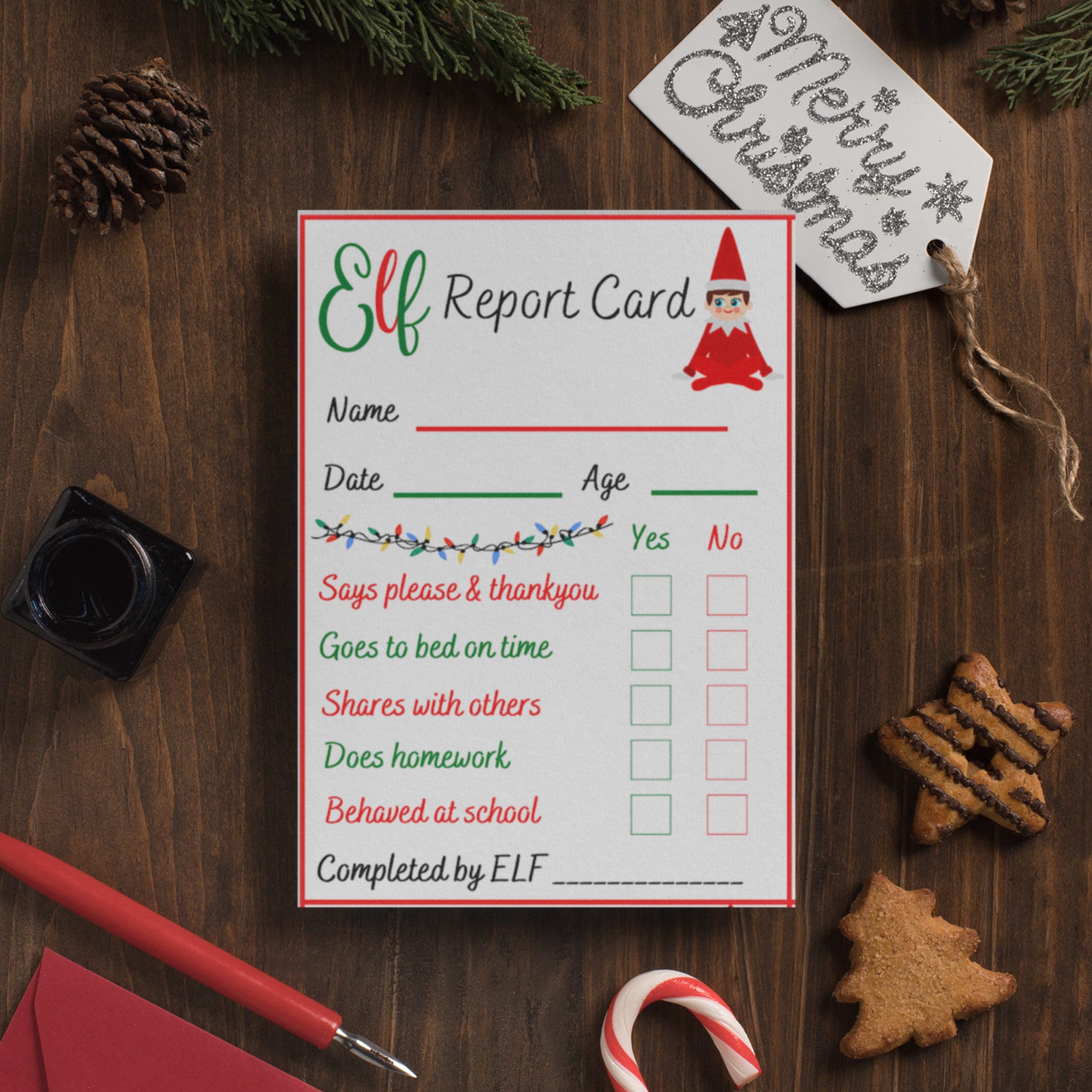 PRINTABLE Elf Report Card Instant Digital Download Etsy UK