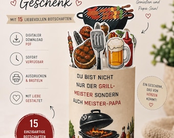 Papa Geschenk Vorlage zum Ausdrucken | DIY Last Minute | duplo Banderole Verpackung | Druckvorlage | Download | Vater | Wrapper | Grill