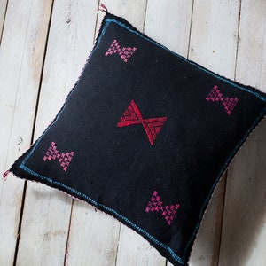 100% vegetable cactus silk cushion cover Sabra noir Black handmade black pillow case