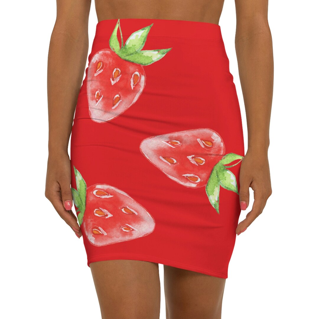 Strawberry Dress With Strawberry Fabric, Strawberry Mini Skirt
