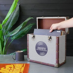 Personalised Vinyl Record Box, Retro Design, Vintage-Inspired Organizer, Custom Music Lover Gift