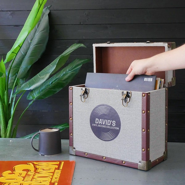 Personalised Vinyl Record Box, Retro Design, Vintage-Inspired Organizer, Custom Music Lover Gift