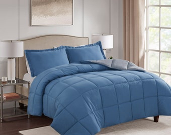 Reversible Lightweight Comforter All Season Down Alternative Summer Duvet Insert Quilted Bedding Comforters with Corner Tabs Full/Queen Size