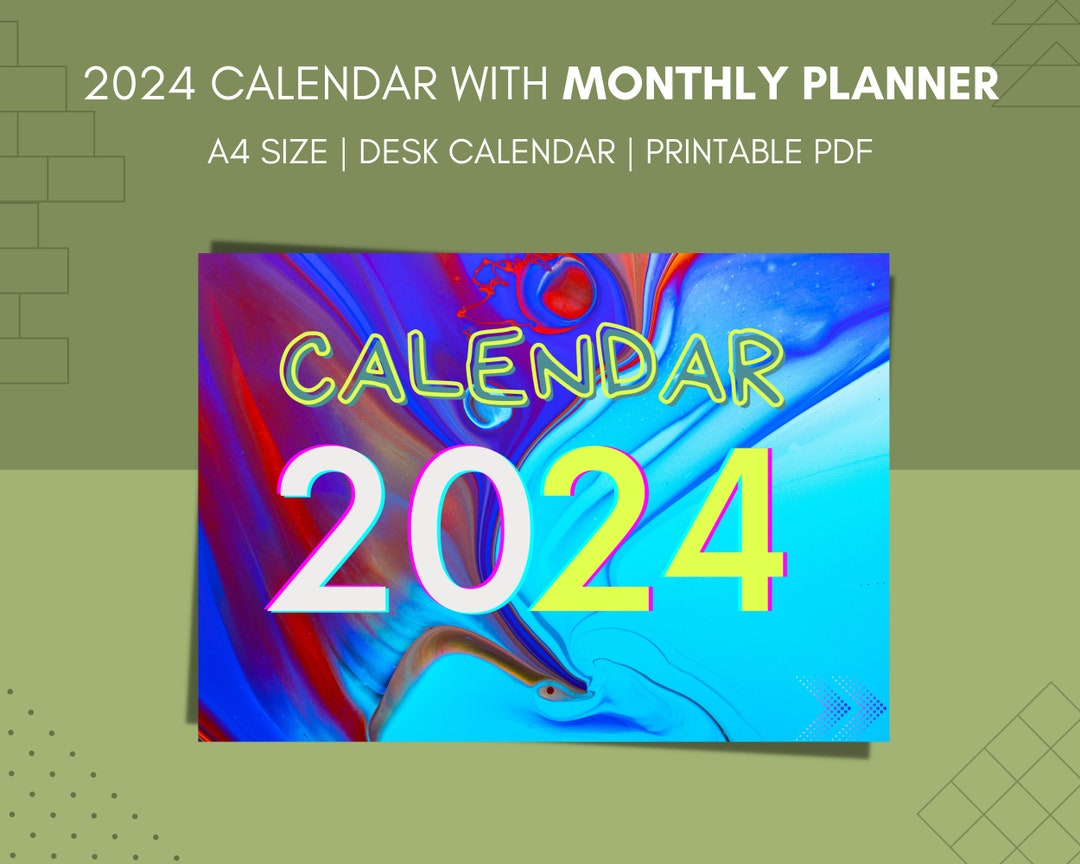 2024 Calendar Wall Calendar Office Organizer Gift Idea Etsy
