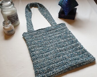 Handmade Crochet Tote Bag with Patchwork Lining