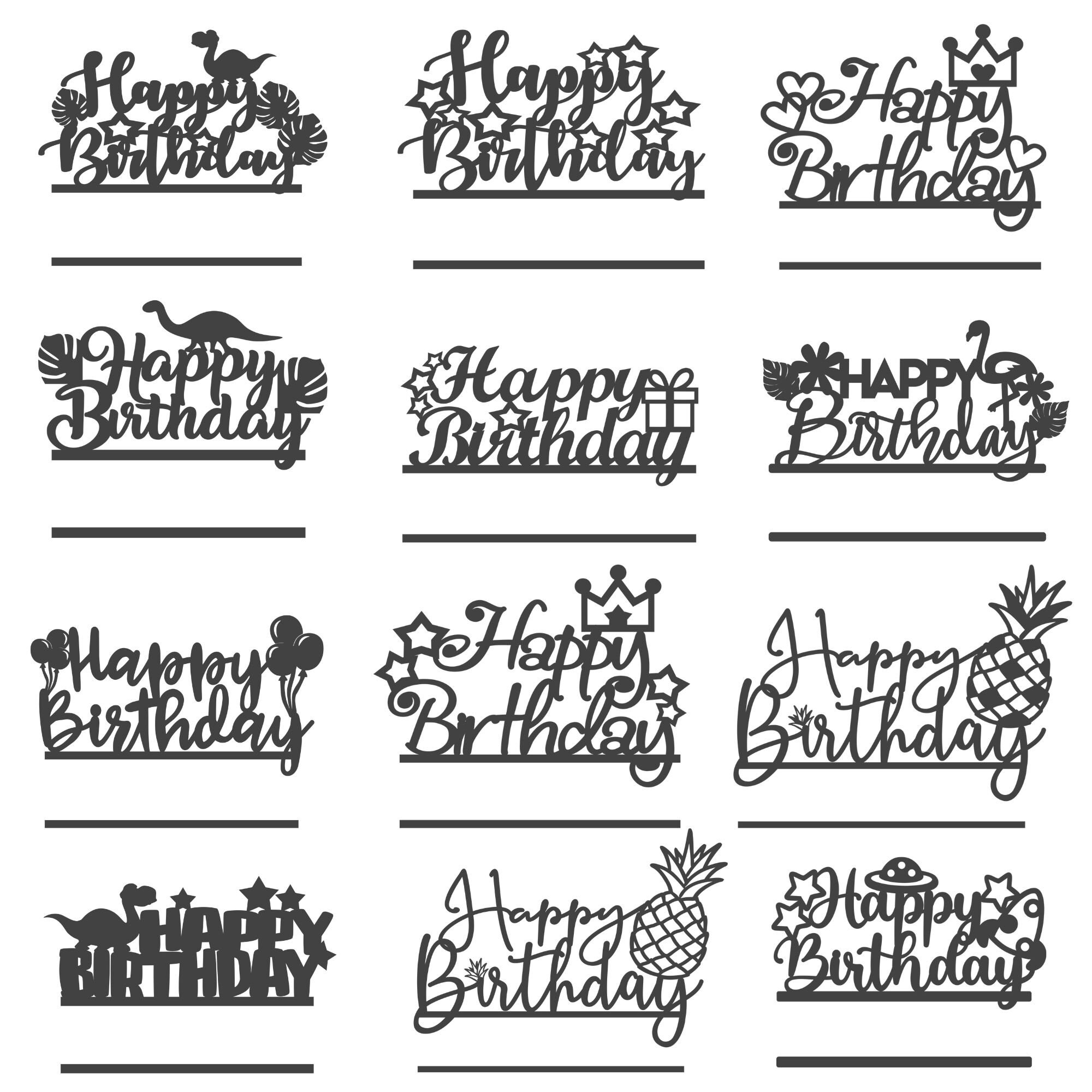 Happy Birthday Cake Topper Svg Bundle Birthday Cake Topper Etsy