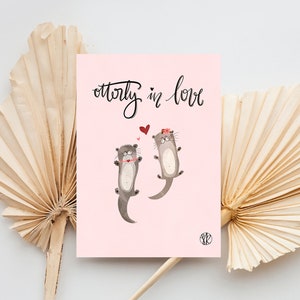 Karte Otter | Otterly in love | rosa Hochzeitskarte | Geburtstagskarte lustig | zur Hochzeit Otter | lustige Tiere | you are my Otter half