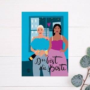 Geburtstagskarte für Beste Freundin |  Freundschaftskarte |  Cheers |  Champagner | BFF Karte Geburtstag | Geburtstagskarte New York City