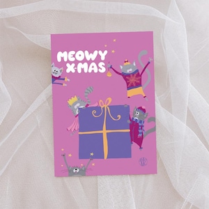 Weihnachtskarte spielende Katzen | Weihnachtsgeschenk | handgemachte Weihnachtskarte | lustige Kater | lustige Weihnachtskarte mit Katze