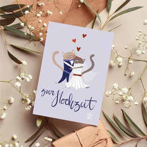 Karte zur Hochzeit mit Katzen | Hochzeitstagskarte | Glückwunschkarte | Hochzeitskarte | Mr und Mrs Karte | Hochzeitstag | Brautpaar | Kater