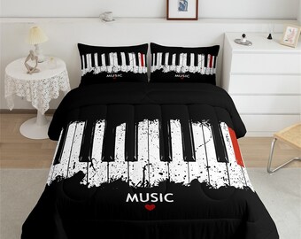 Piano Black Pattern Print Duvet Cover Bedding Set