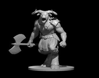Minotaure miniature - Monstre du D&D imprimé en 3D - Figurine en résine