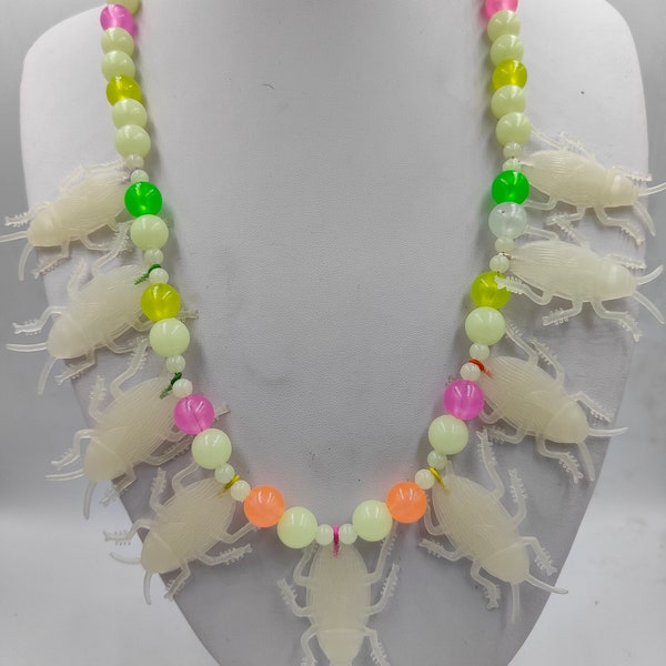 Handmade extravagant necklaces: Glow-in-the-dark Cockroaches