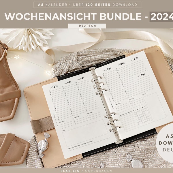 Filofax A5 Einlagen 2024 PDF DOWNLOAD | WOCHENPLANER Set | 1 Woche 2 Seiten | Kalendereinlagen 2024 A5 | Filofax A5 | Kalendereinlagen A5 |