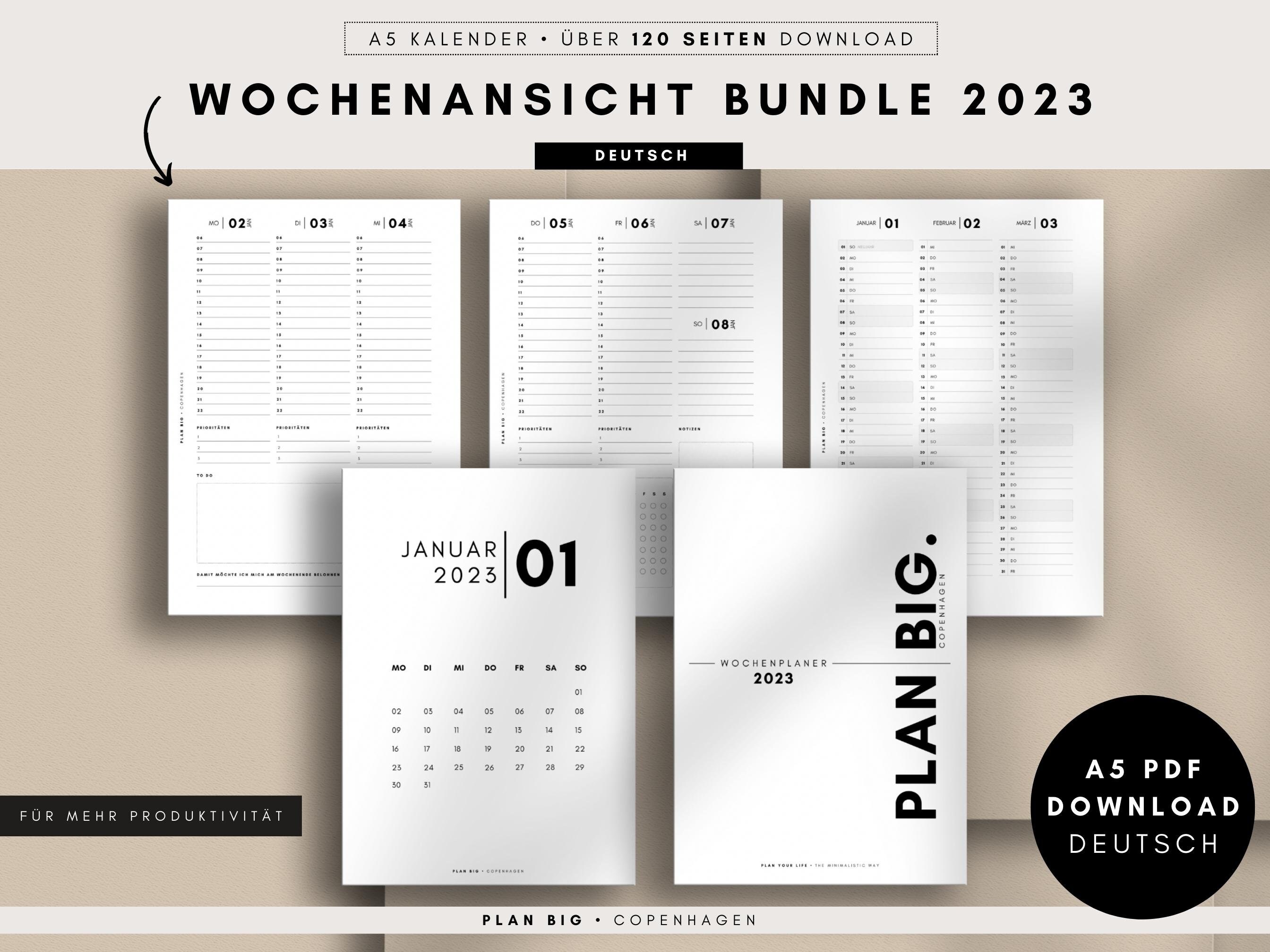 Filofax A5 Einlagen 2023 Pdf DOWNLOAD WOCHENPLANER Set 1 - Etsy.de