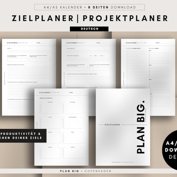 Filofax A5 Einlagen 2024 Pdf DOWNLOAD | ZIELPLANER PROJEKTPLANER | Kalendereinlagen 2024 A5 | Filofax A5 | A5 Einlagen Filofax