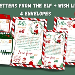 Afdrukbare elfenbrieven, kerstverlanglijst, kerstmanbrief, enveloppen, elfenbrief, elfactiviteiten, kerstactiviteiten. DIGITAAL BESTAND