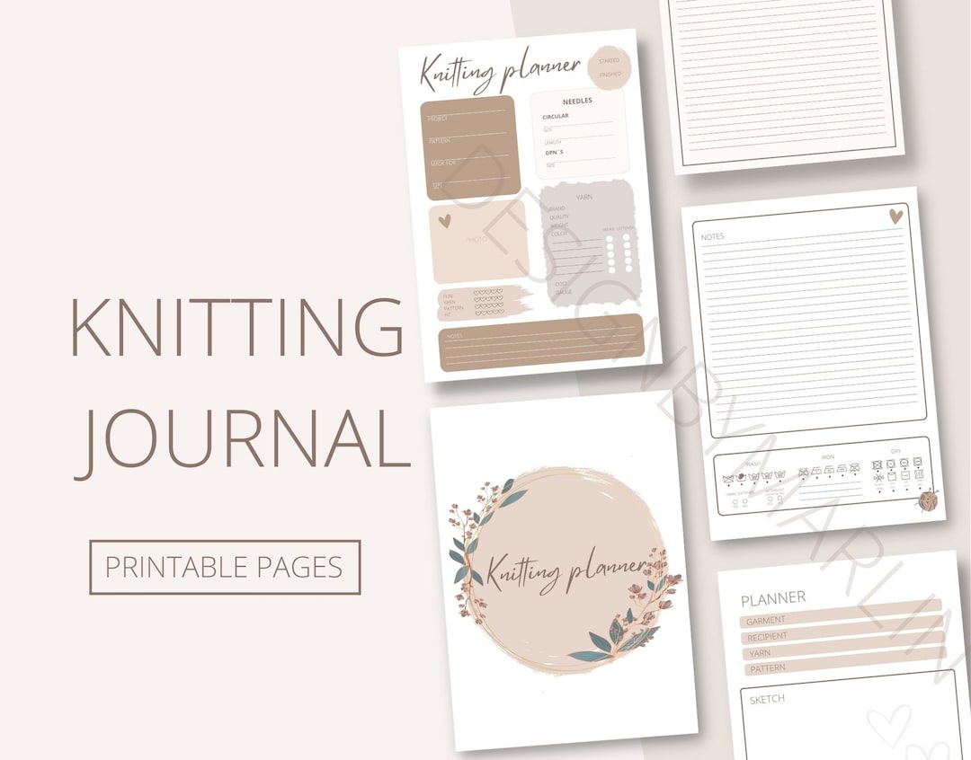 PRINTABLE Knitting Planner, Knitting Journal, Knitting Project Planner