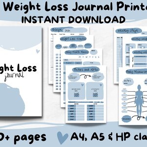 Weight Loss Journal, Fitness Journal, Meal Planner, Weight Loss Planner, PDF, Digital Journal, Printable Journal, Template, Workout