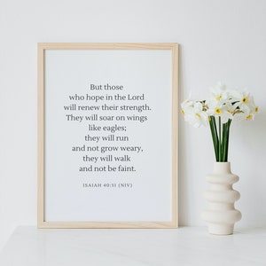 Isaiah 40:31 They will sore on wings like eagles, Minimalist Bible Verse Scripture Printable, Christian Wall Art Print (Digital Download)
