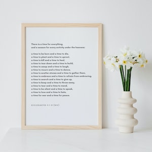 Ecclesiastes 3:1-8, A time for everything, Minimalist Bible Verse Scripture Printable, Christian Wall Art Print (Digital Download)