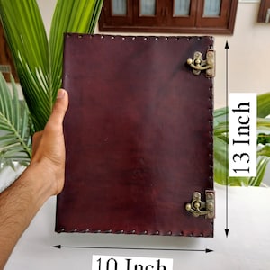 Carpeta de cuero de 3 anillas A4 hecha a mano: grimorio personalizado de 10 x 13 pulgadas, rellenable, con opciones de 2, 3 y 4 anillas, perfecta para hechizos y notas