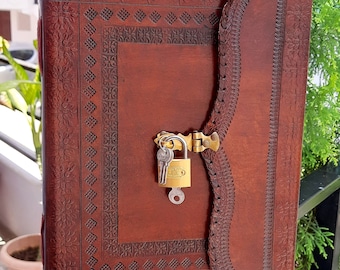 Customizable Leather Diary with Lock & Key | Shadow Spell Book | Educational Notebook | Secret Keeper Journal