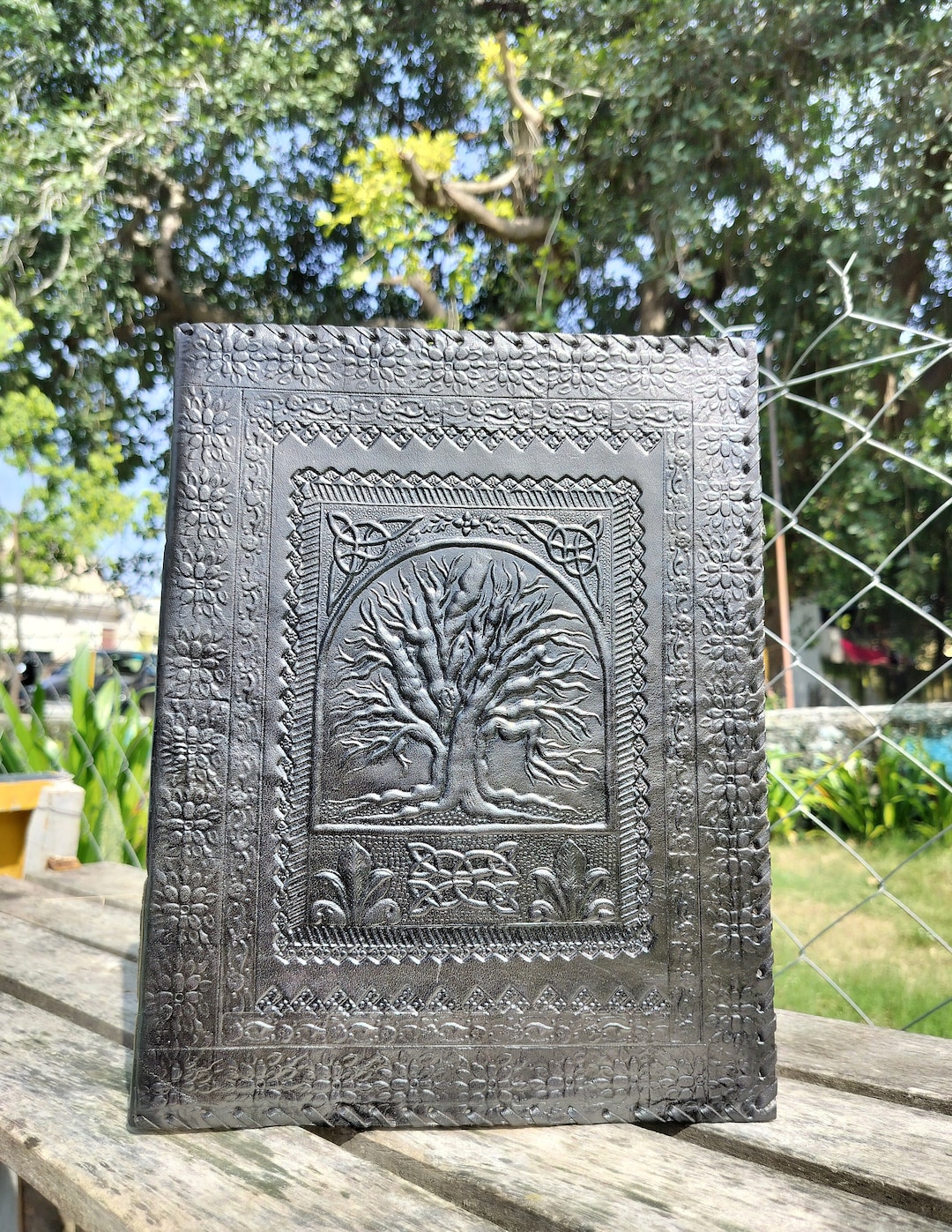 Handmade Leather Journal: Embossed Tree of Life, 600 Pages , Grimoire ...