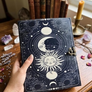 Leather Binder with Celestial Design, Personalized UV Print Portfolio