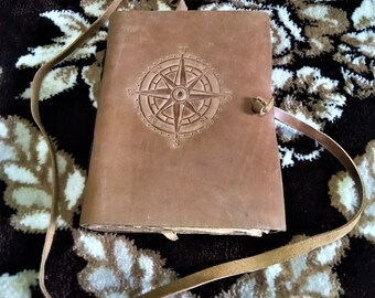 Unique Handcrafted Brown Leather Journal - Customised Gift with Vintage Charm, 7 X 5 Inches, Featuring Vintage Paper