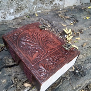 Embossed Leather Journal, Tree of Life Grimoire, 8x6 Notebook, Lined ...