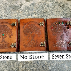 Hand-Embossed Leather Journal: Artisan Tree Grimoire, Brass Clasp