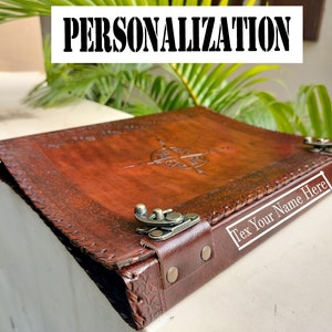 Unique Custom Compass Leather Folder: Refillable Grimoire, Office Ring Binder, Perfect Birthday Gift & Professional Portfolio 画像 8