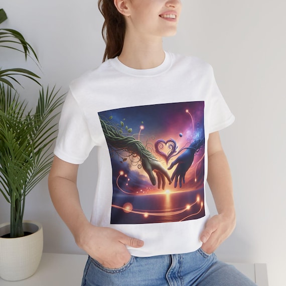 Mystical Hands Design Tee | Unisex Cool Graphic Shirt, Spiritual Art T-Shirt, Gift for Nature Lovers, Meditation Apparel, Boho Style