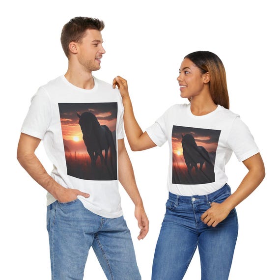 Shirt for her and  Him Nice gift who love horses, Horse Tee, Sunset Horse Tee, Equine Lover Shirt, Animal Lover Gift, nice horse Style Shirt