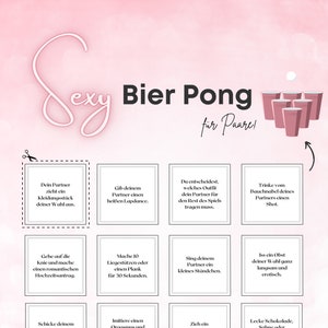 FSK18+ Printable sexy beer pong game for couples - Task tiles for the cups