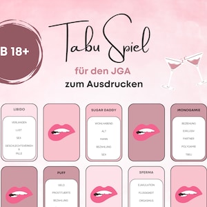 Juego tabú para que la JGA imprima | A partir de 18 con términos sucios | Descarga digital | Juego de fiesta despedida de soltera | Adivina términos