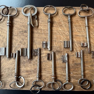 Antique French keys, skeleton key keyrings