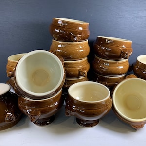 Vintage French Onion Soup bowls with Lion head handles