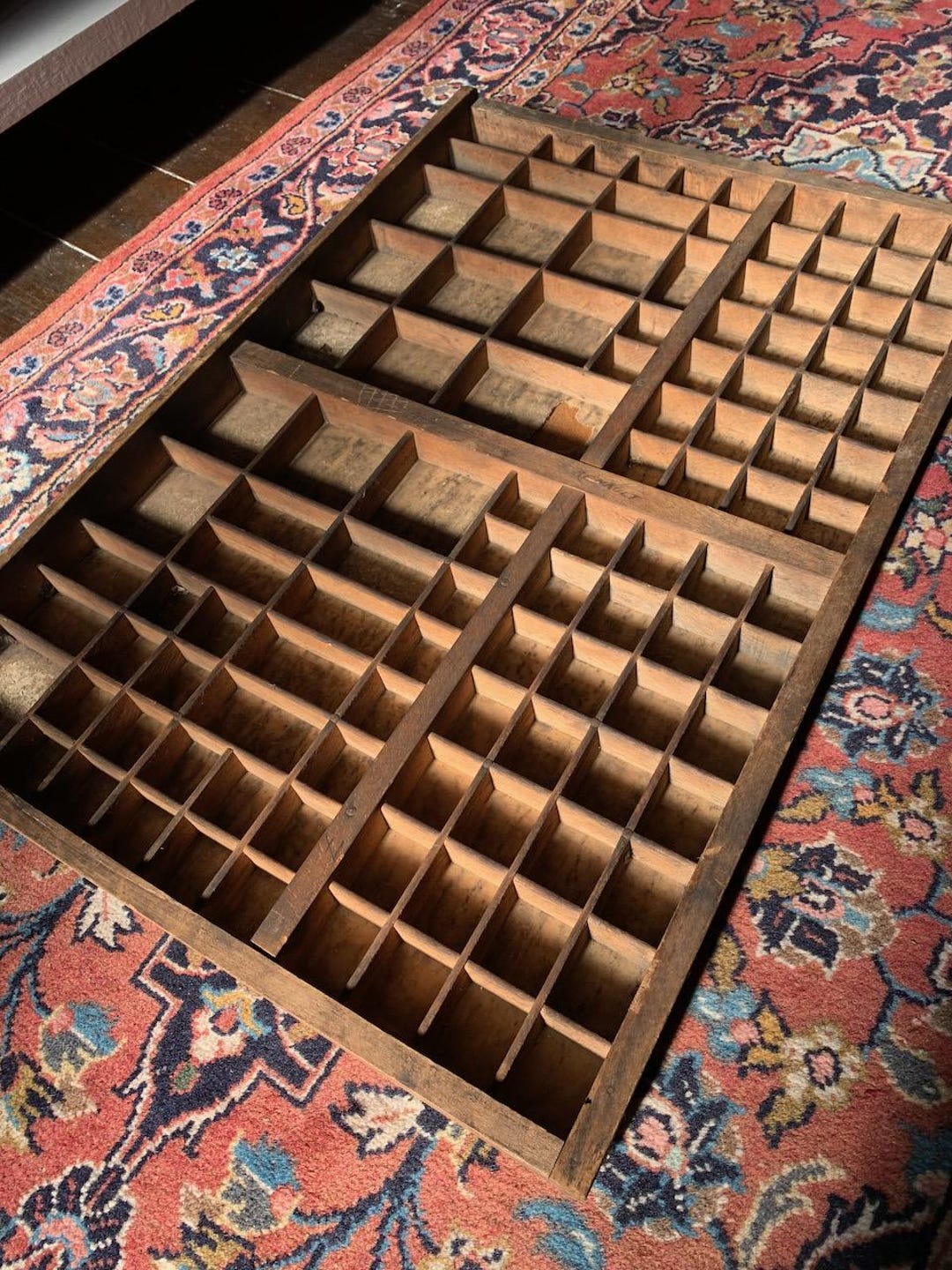 Vintage French Printers Tray, Letter Press Tray, Wooden Printers Drawer