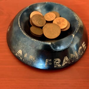 Vintage 1960s Air France ashtray, coin dish, airline memorabilia