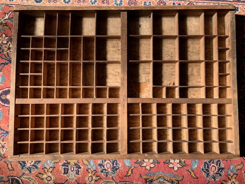 Vintage French Printers Tray, Letter Press Tray, Wooden Printers Drawer, Large Storage Unit