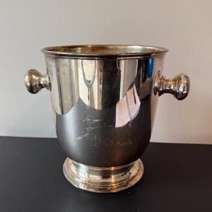 Vintage French Champagne ice bucket, silver metal wine cooler